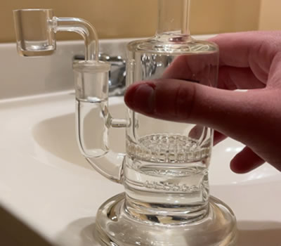 Glass bong cleaner before and after